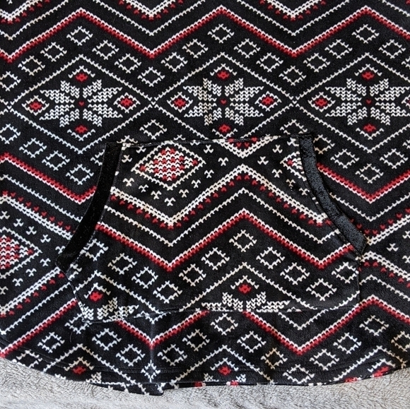 Kensie Pullover Sweatshirt Medium Black Fair Isle Print Long Sleeve Pocket - Picture 4 of 9